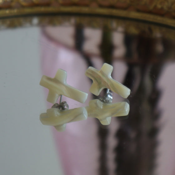 cross studs earrings