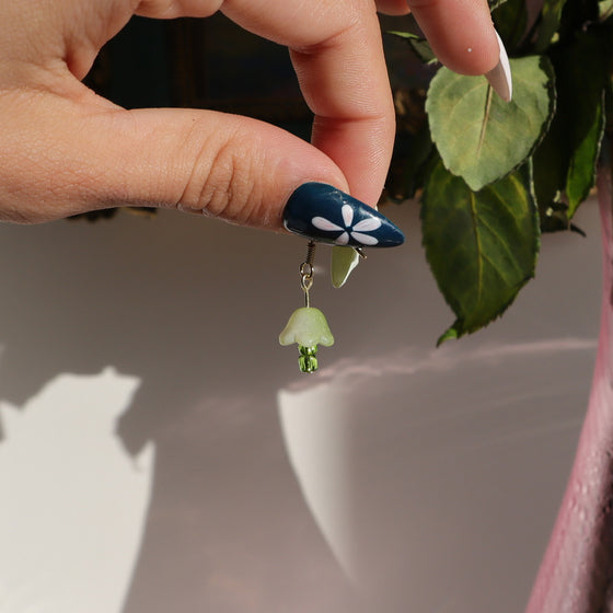 green shroom earrings